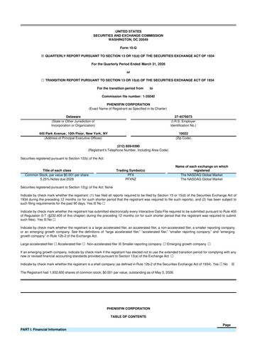 Thumbnail PhenixFIN 10-Q Quarterly Report FY 