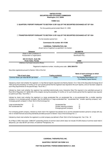 Thumbnail Cadrenal Therapeutics 10-Q Quarterly Report FY 