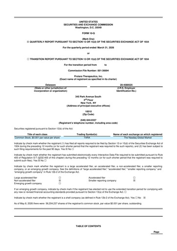 Thumbnail Protara Therapeutics 10-Q Quarterly Report FY 
