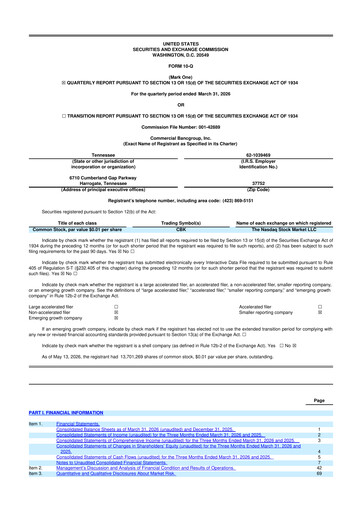 Thumbnail Commercial Bancgroup 10-Q Quarterly Report FY 