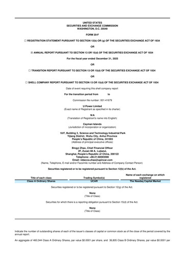 Thumbnail U Power 20-F Annual Report 2025