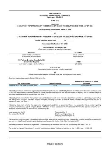 Thumbnail OS Therapies 10-Q Quarterly Report FY 