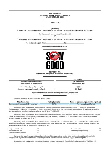 Thumbnail Sow Good 10-Q Quarterly Report FY 