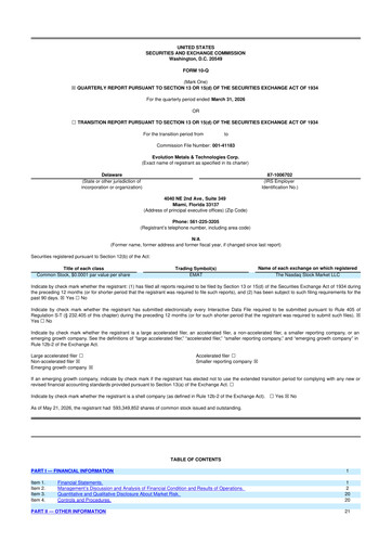 Vorschaubild Evolution Metals & Technologies 10-Q Quartalsbericht 2026 