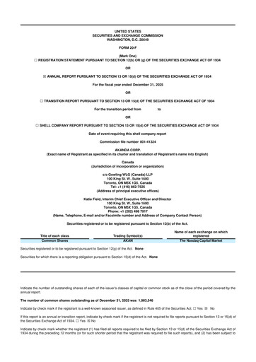 Vorschaubild Akanda 20-F Jahresbericht 2025