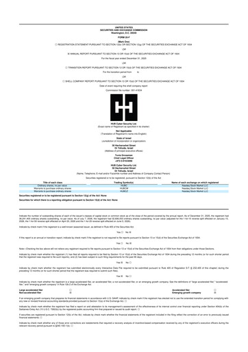 Thumbnail HUB Cyber Security 20-F Annual Report 2025