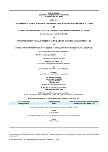 Miniature Primech Holdings 20-F Rapport annuel 2026