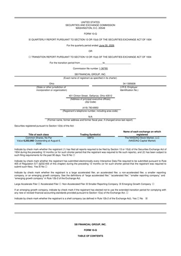 Thumbnail SB Financial Group 10-Q Quarterly Report FY2026 