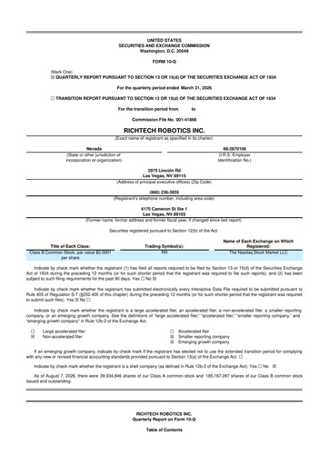 Miniature Richtech Robotics 10-Q Rapport trimestriel 2026 