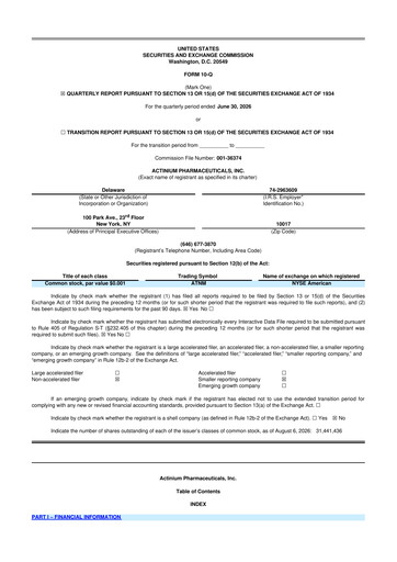 Vorschaubild Actinium Pharmaceuticals 10-Q Quartalsbericht 2026 