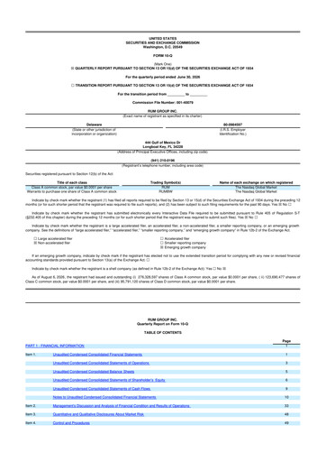 Miniature Rumble 10-Q Rapport trimestriel 2026 