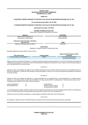 Thumbnail Oramed Pharmaceuticals 10-Q Quarterly Report FY2026 