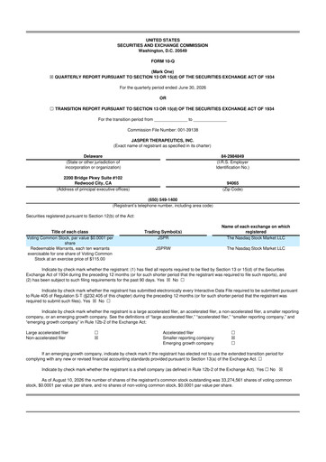 Thumbnail Jasper Therapeutics 10-Q Quarterly Report FY2026 
