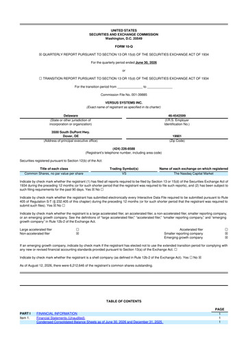 Thumbnail Versus Systems 10-Q Quarterly Report FY2026 