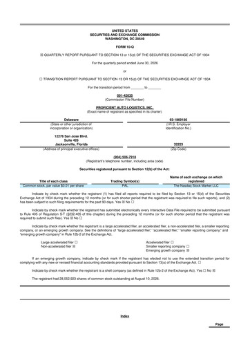 Thumbnail Proficient Auto Logistics 10-Q Quarterly Report FY2026 