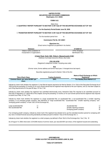 Miniature iSpecimen 10-Q Rapport trimestriel 2026 
