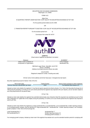 Thumbnail authID 10-Q Quarterly Report FY2026 