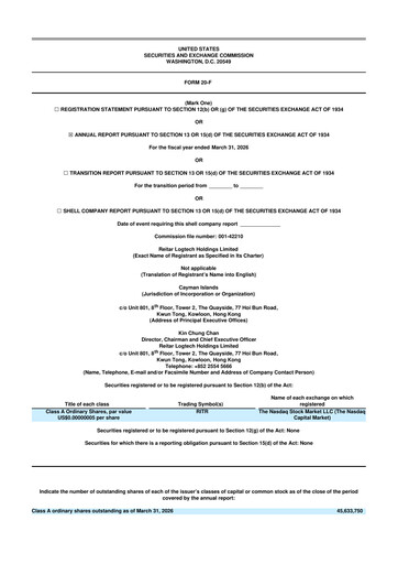 Thumbnail Reitar Logtech Holdings 20-F Annual Report 2026