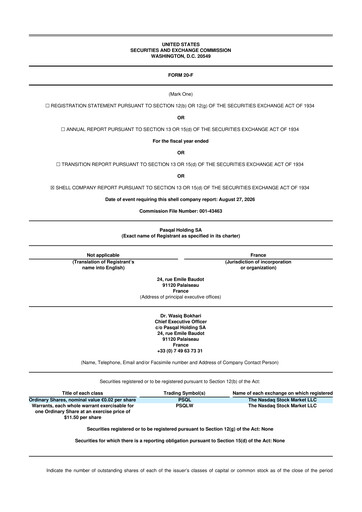Thumbnail Pasqal Holding SA 20-F Annual Report 