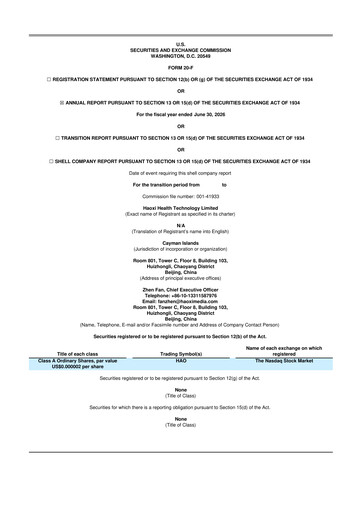 Vorschaubild Haoxi Health Technology 20-F Jahresbericht 2026