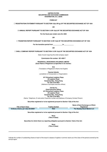 Miniature Regencell Bioscience 20-F Rapport annuel 2026