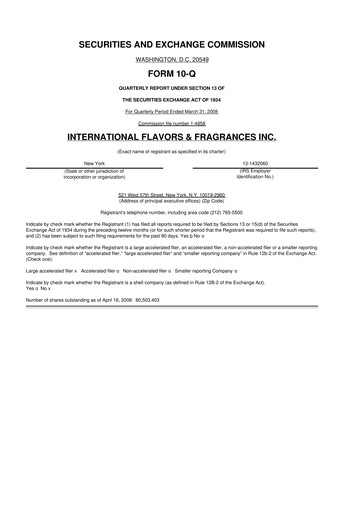 Thumbnail International Flavors & Fragrances
 10-Q Quarterly Report FY 