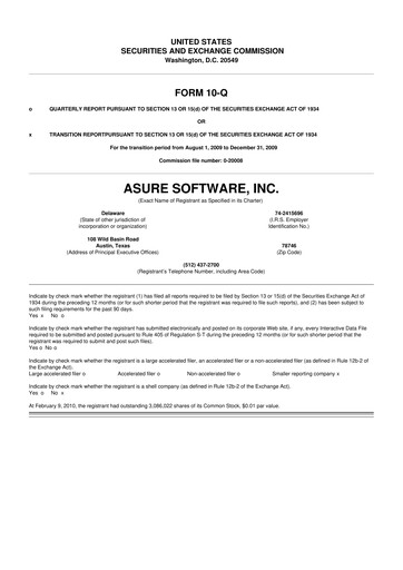 Thumbnail Asure Software
 10-Q Quarterly Report FY 