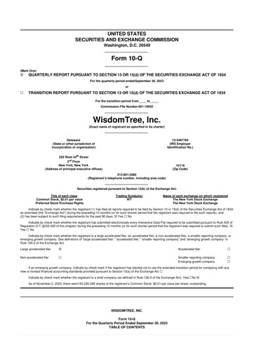 Vorschaubild WisdomTree
 10-Q Quartalsbericht 2023 