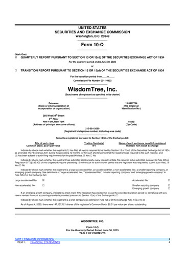 Vorschaubild WisdomTree
 10-Q Quartalsbericht 2025 