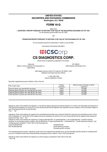 Thumbnail CS Diagnostics 10-Q Quarterly Report FY 