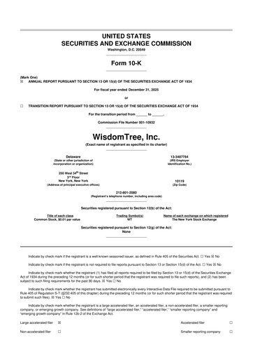 Vorschaubild WisdomTree
 10-K Jahresbericht 2025