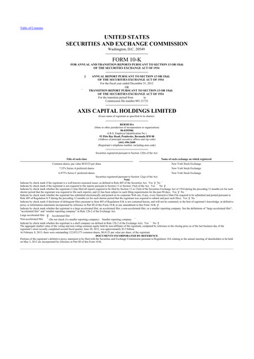 Thumbnail AXIS Capital
 10-K Annual Report 2012