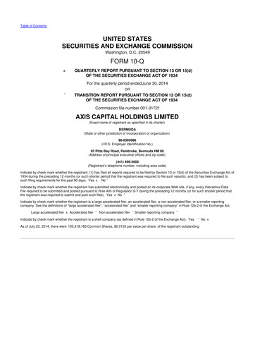 Vorschaubild AXIS Capital
 10-Q Quartalsbericht 2014 