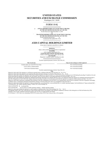 Thumbnail AXIS Capital
 10-K Annual Report 2014
