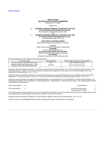 Vorschaubild AXIS Capital
 10-Q Quartalsbericht 2022 