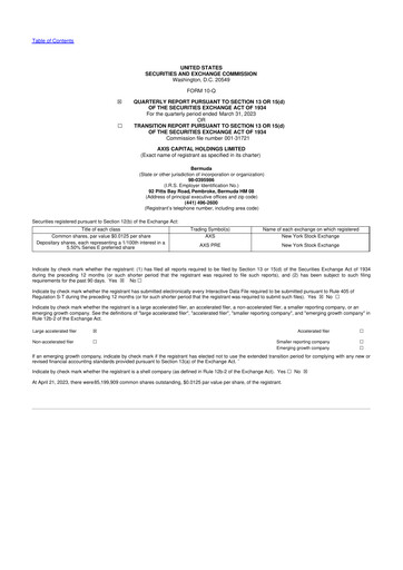 Vorschaubild AXIS Capital
 10-Q Quartalsbericht 2023 