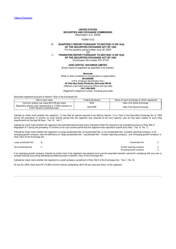 Vorschaubild AXIS Capital
 10-Q Quartalsbericht 2025 