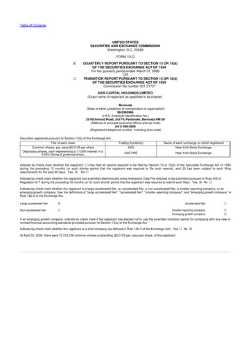 Thumbnail AXIS Capital
 10-Q Quarterly Report FY 