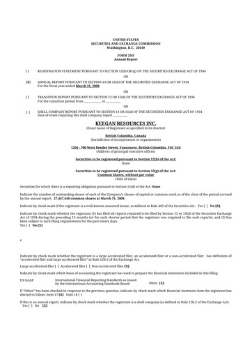 Thumbnail Galiano Gold 20-F Annual Report 