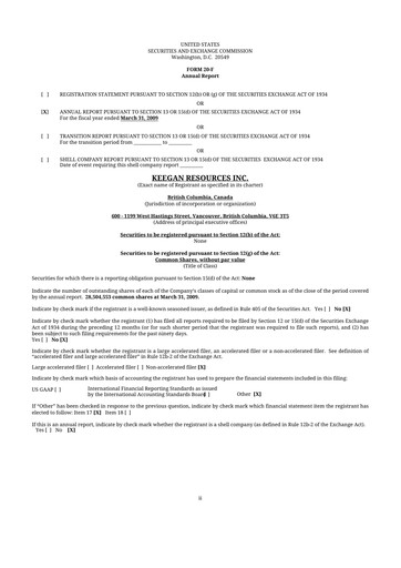 Thumbnail Galiano Gold 20-F Annual Report 