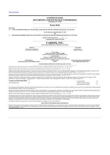 Vorschaubild CareDx 10-K Jahresbericht 2021