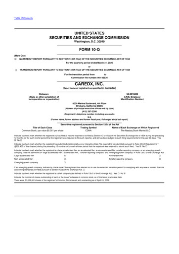 Thumbnail CareDx 10-Q Quarterly Report FY 