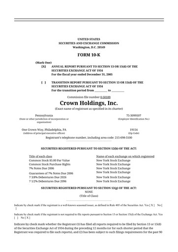 Thumbnail Crown Holdings
 10-K Annual Report 