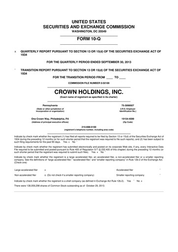 Thumbnail Crown Holdings
 10-Q Quarterly Report FY2013 