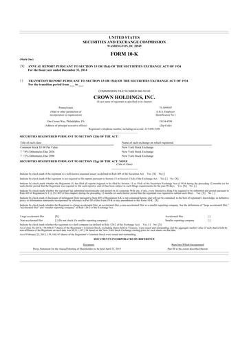 Thumbnail Crown Holdings
 10-K Annual Report 2014