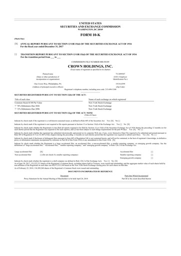 Thumbnail Crown Holdings
 10-K Annual Report 2017