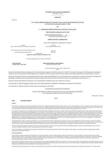 Thumbnail Gibraltar Industries
 10-K Annual Report 