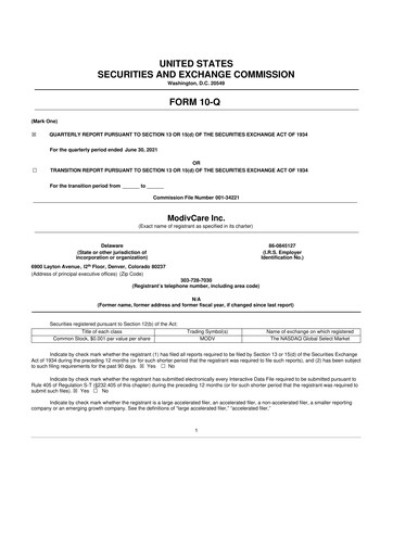 Thumbnail ModivCare 10-Q Quarterly Report FY2021 