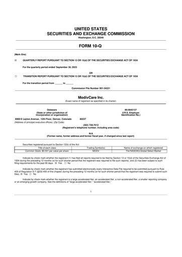 Thumbnail ModivCare 10-Q Quarterly Report FY2023 