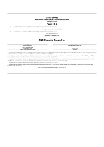 Thumbnail CNO Financial Group
 10-Q Quarterly Report FY2010 